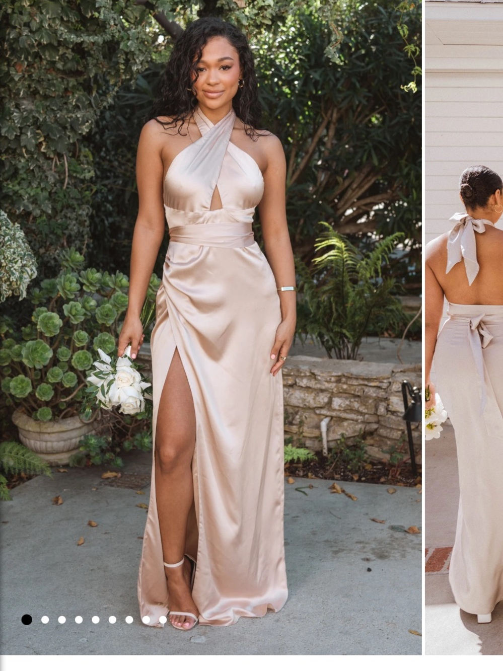 Show Me Your MuMu Adele Champagne Luxe Satin Halter Bridesmaid Dress